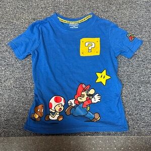 Nintendo Blue Tee with Mario and Star Design